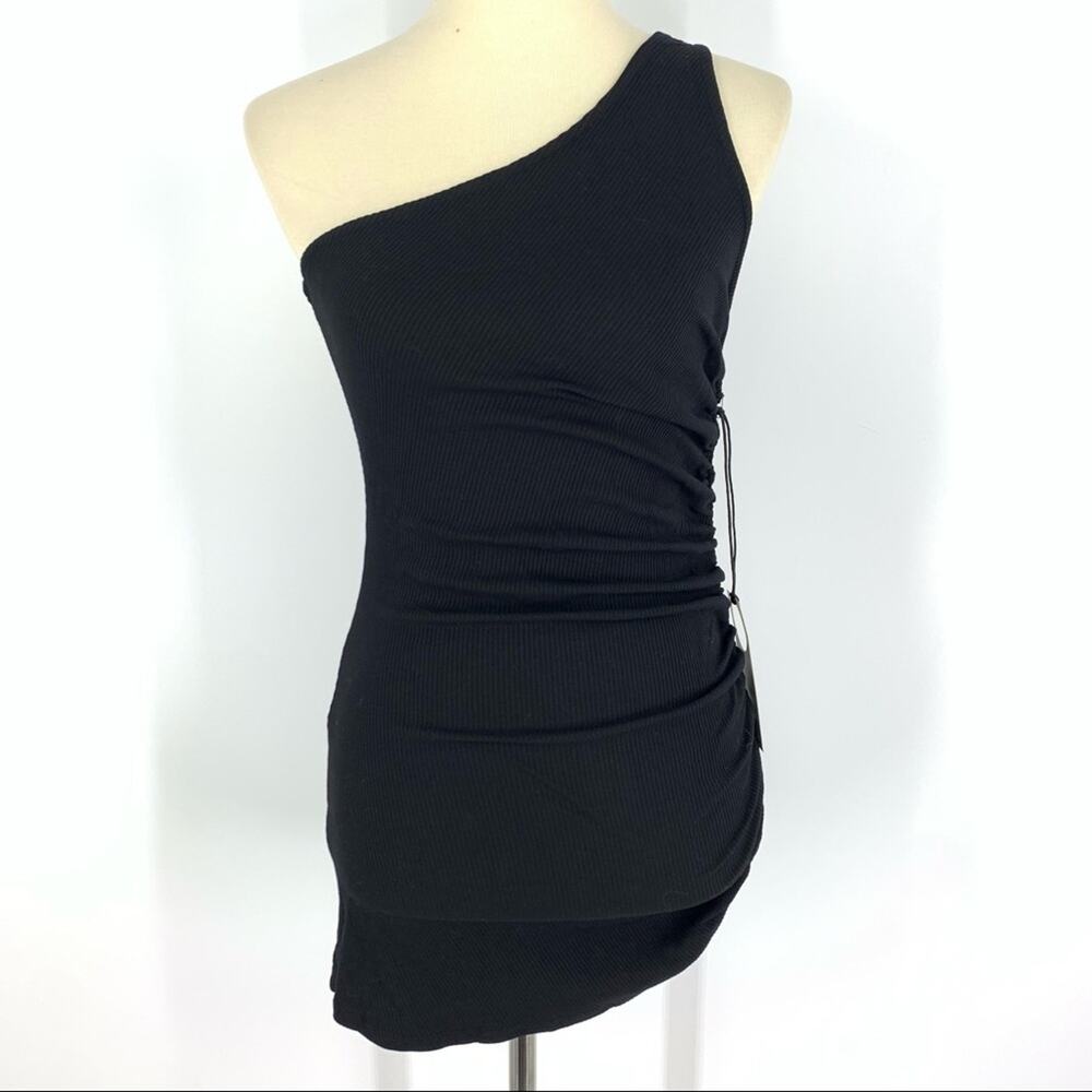 Privacy Please Black Off The Shoulder Ruched Mini Dress Size Medium